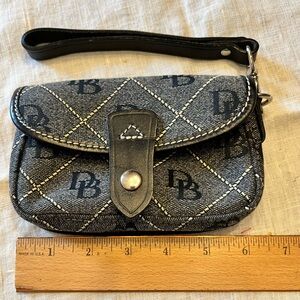 Dooney & Bourke Gray Signature Canvas Flap Wristlet